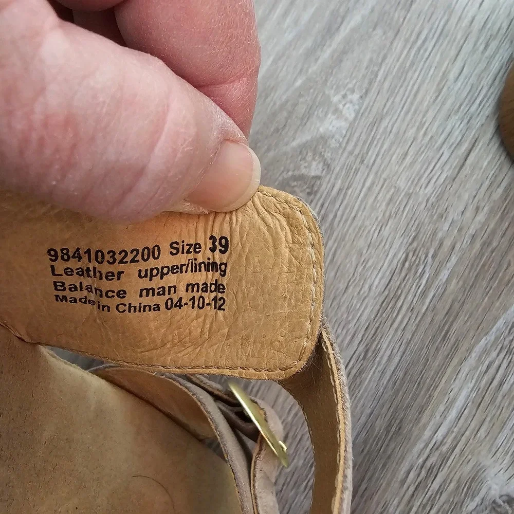Dansko Sophie Womens 39 US 8.5 Tan Leather Wedge Slide Sandals Buckle Comfort